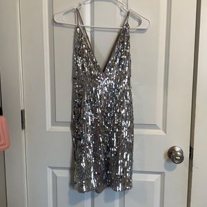 spaghetti strap adjustable sequin dress